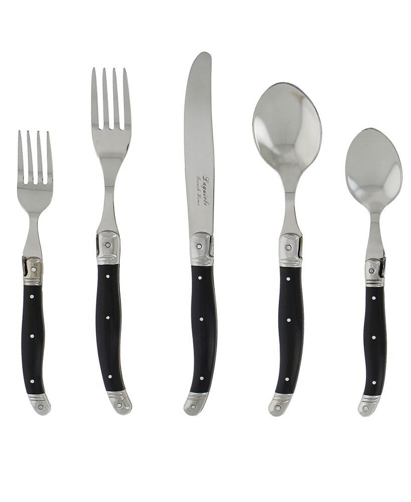 French Home laguiole 20-Piece French Black Flatware Set, Service for 4