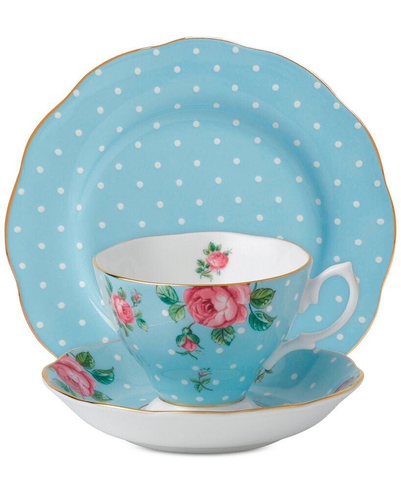 Royal Albert polka Blue Vintage 3-Pc. Set