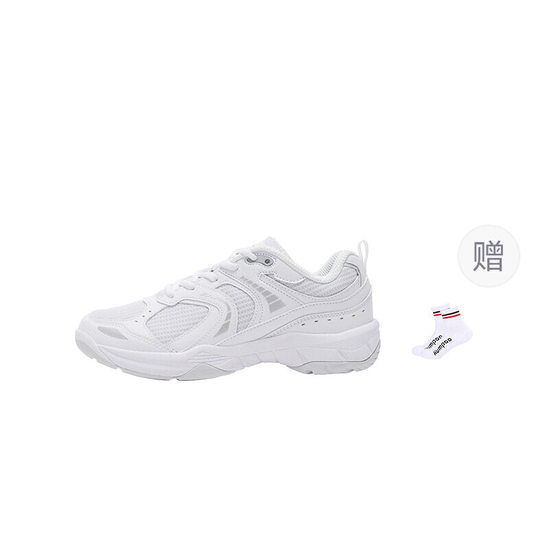 KUMPOO Badminton Shoes Unisex Low-Top White Light Gray