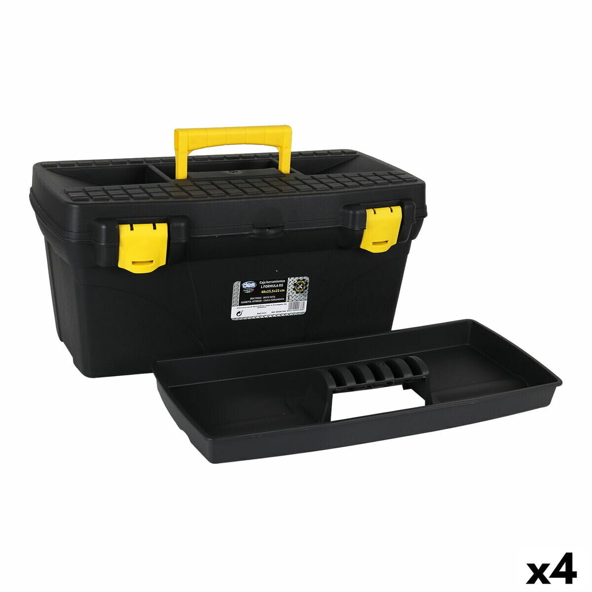 Ящик для инструментов Dem Жёлтый Чёрный 48 x 25,5 x 22 cm (4 штук)