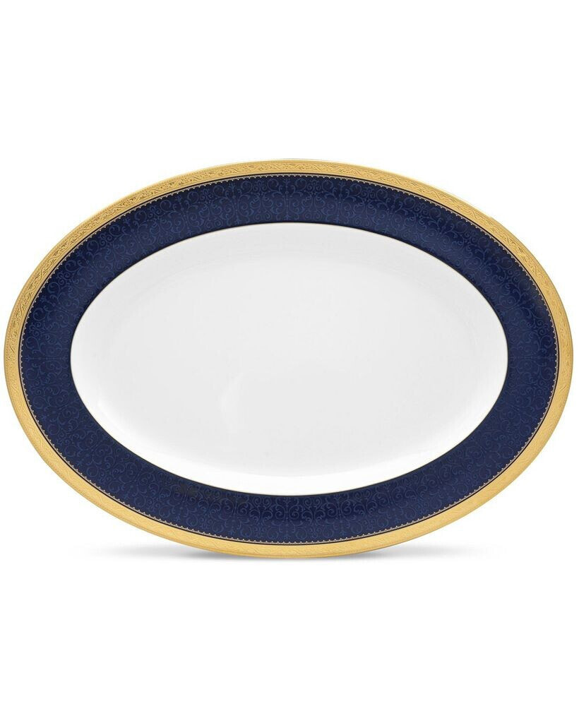 Noritake odessa Cobalt Gold Oval Platter, 16