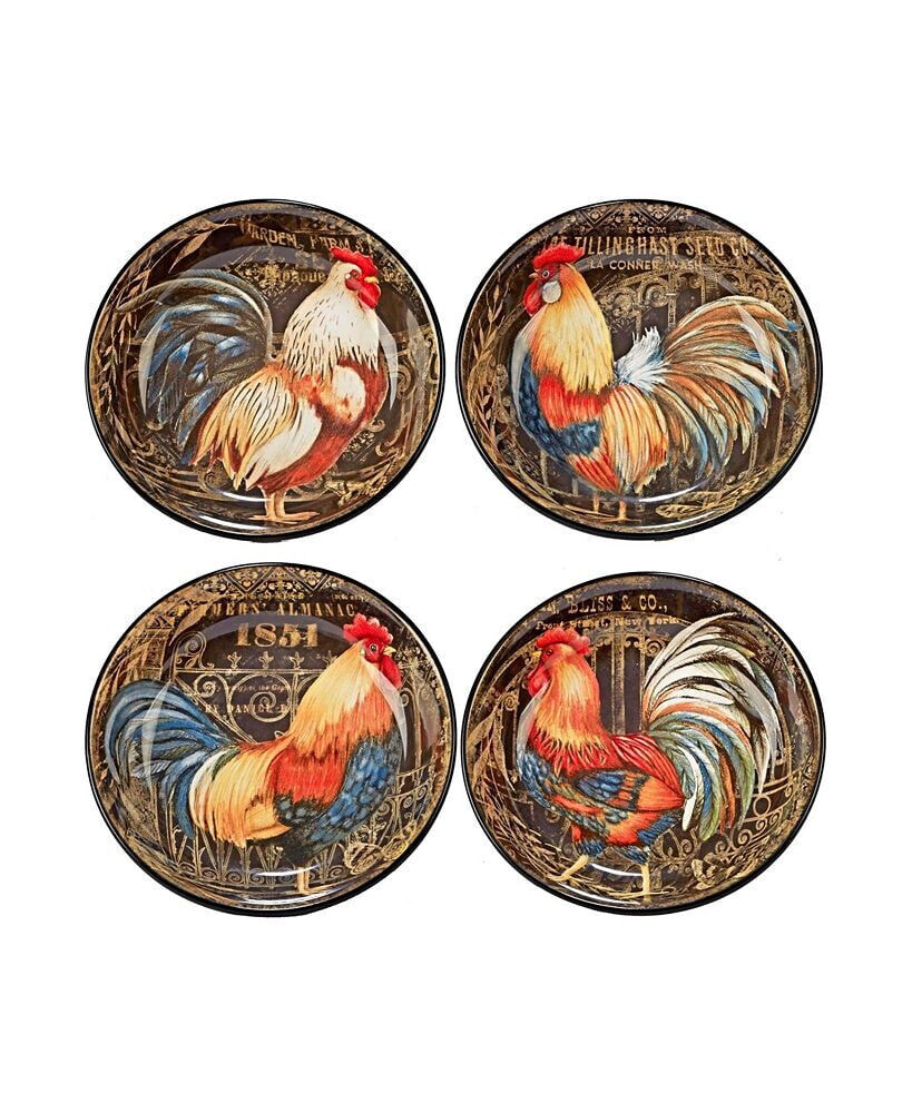 Certified International gilded Rooster 4-Pc. Soup/Pasta Bowl