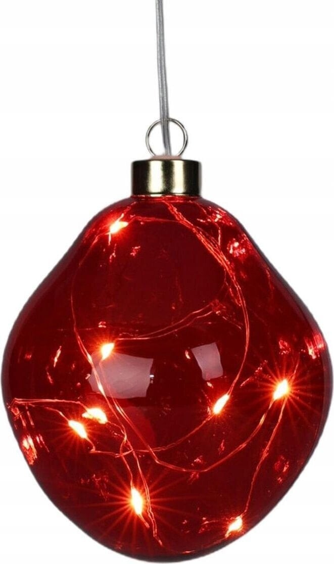 Christmas decoration BOMBKA FORMÓWKA SZKLANA KROPLA LED 10CM RED