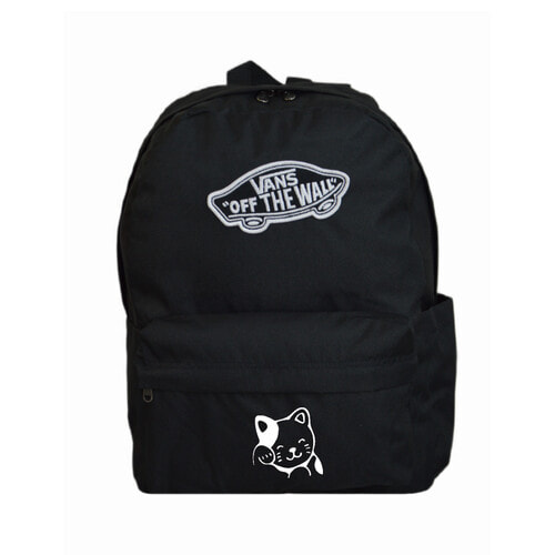Plecak szkolny miejski Vans Old Skool Classic Backpack Czarny VN000H4YBLK1 + Custom Cat Kot