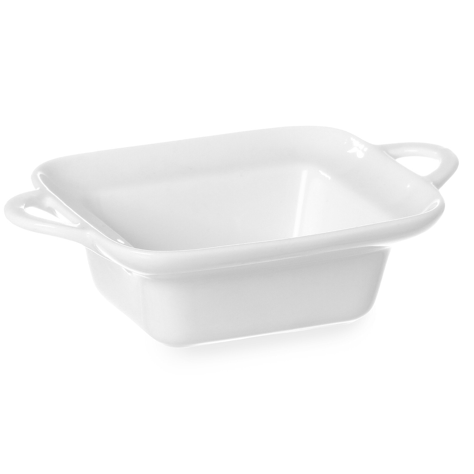 Baking platter rectangular with handles 100x140x45mm white porcelain - Hendi 784105