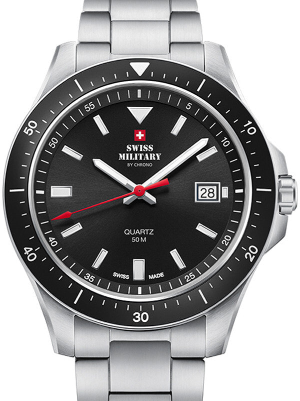 Мужские наручные часы с серебряным браслетом Swiss Military SM34082.01 mens quartz 42 mm 5ATM