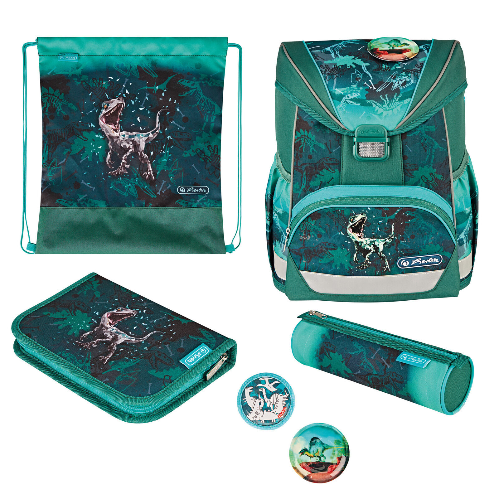 UltraLight Plus Green Rex - Pencil pouch - Sport bag - Pencil case - School bag - Boy - Grade & elementary school - Backpack - 15 L - Front pocket - Side pocket