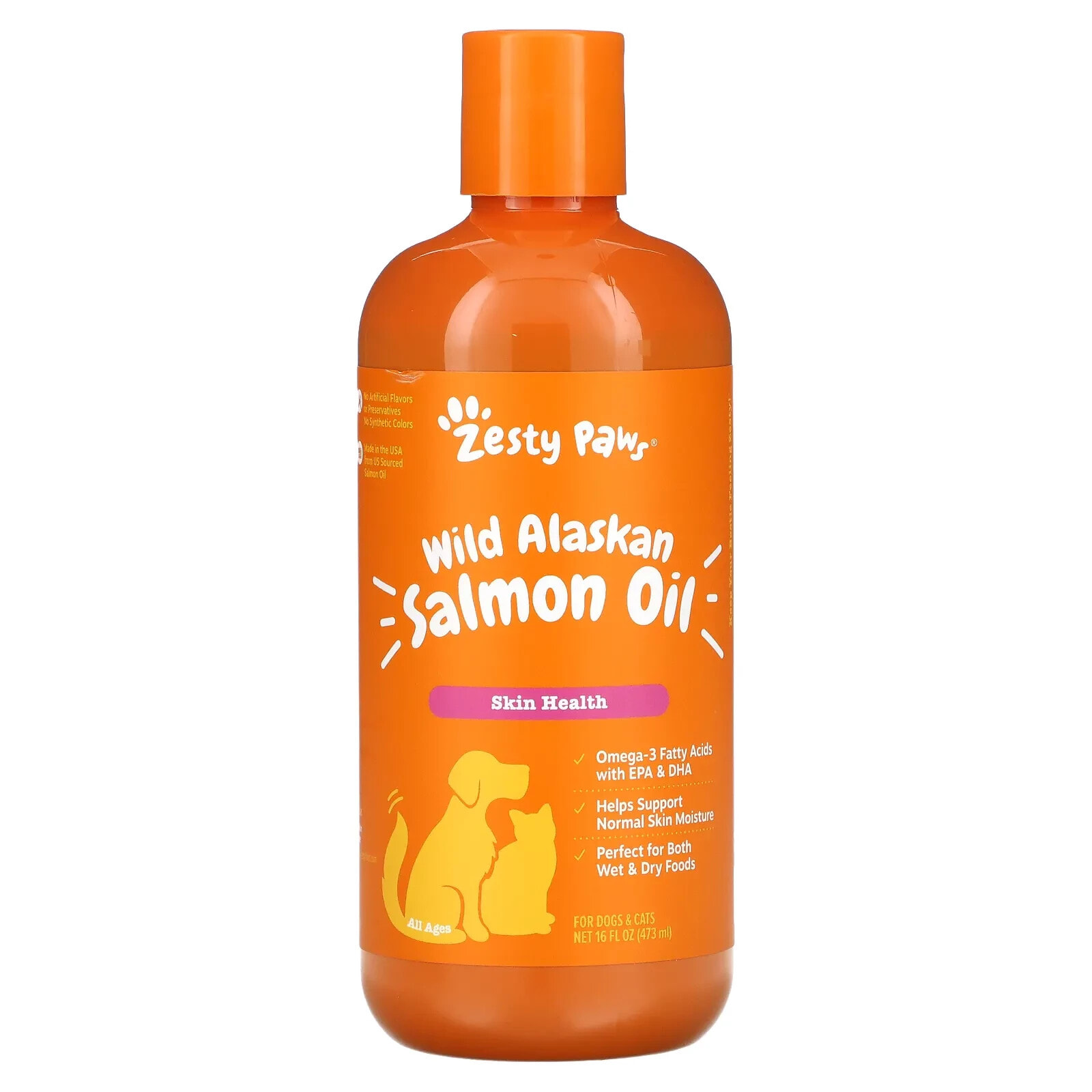 Zesty Paws, Wild Alaskan Salmon Oil for Dogs & Cats, Skin Health, All Ages, 16 fl oz (473 ml)