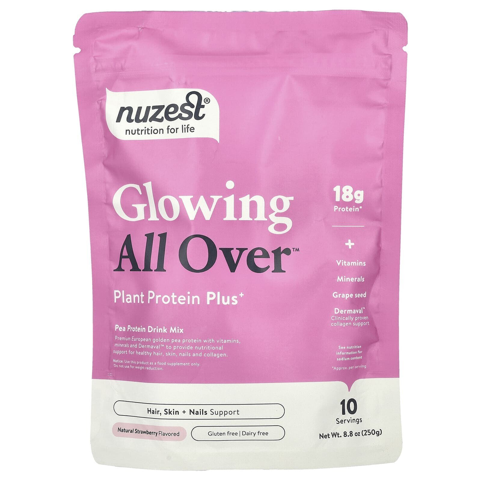 Glowing All Over™, Plant Protein Plus+, Natural Strawberry, 8.8 oz (250 g)