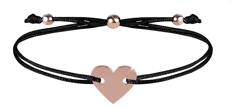 String bracelet with heart black / bronze