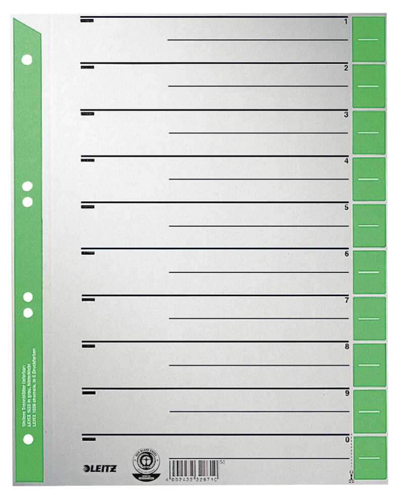 Leitz 16520055 закладка-разделитель Числовая закладка-разделитель Картон Зеленый, Серый