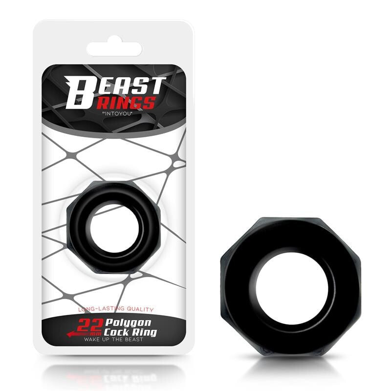 Эрекционное кольцо BEAST RINGS Cock Ring Super Flexible Polygonal 2.2 cm Black