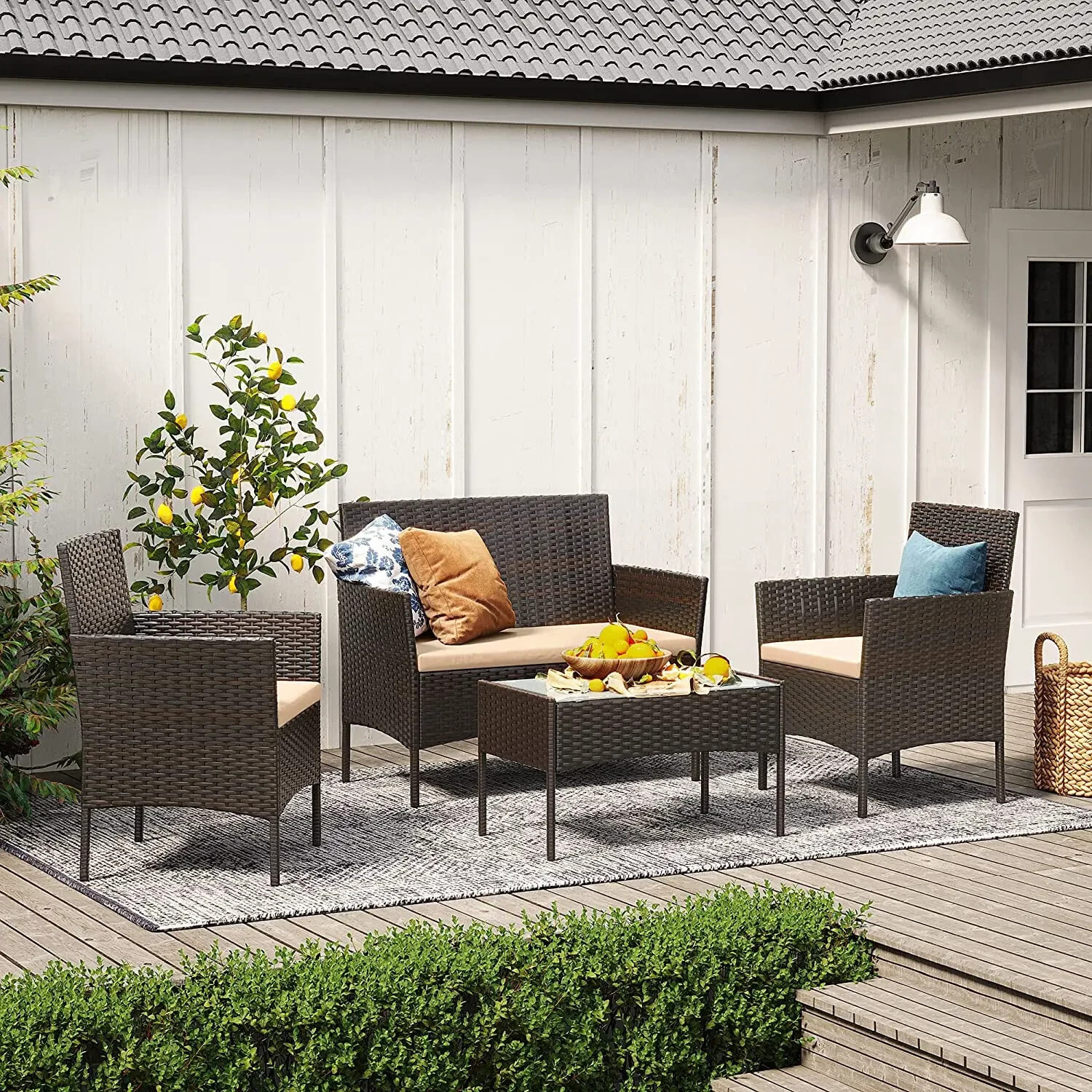 Gartenmöbel-Set Lounge-Set 4-teilig