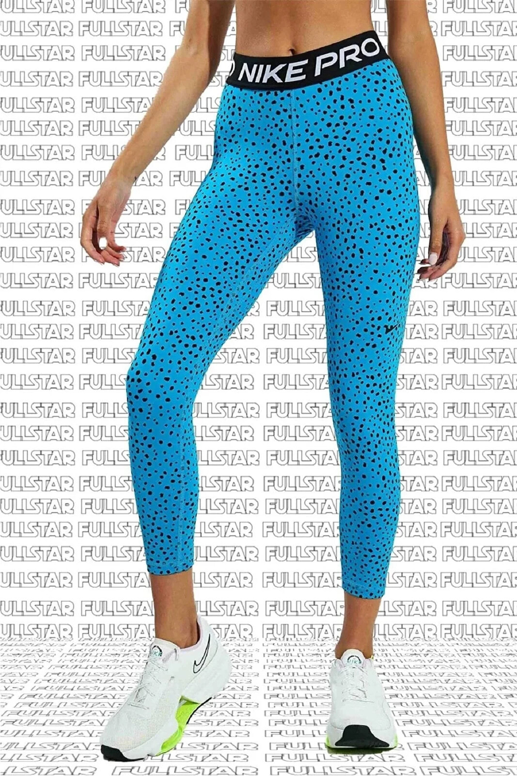 Pro Tigh Fit Crop Length Leggings Toparlayıcı Kısa Puantiyeli Mavi Tayt