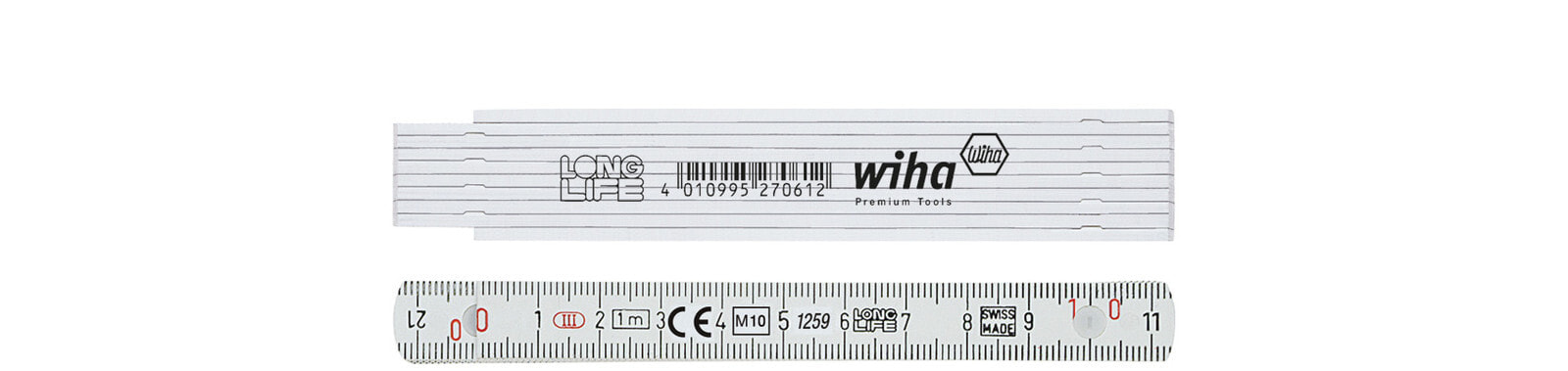 Строительная линейка и угольник Wiha 27061, Fiberglass, Metric, cm, mm, Grey, 1 m, 13 mm