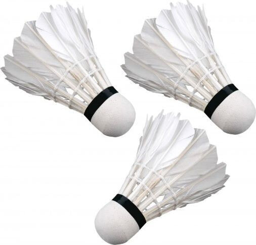 Victoria Sport Lotki do badmintona z piór 3szt. białe