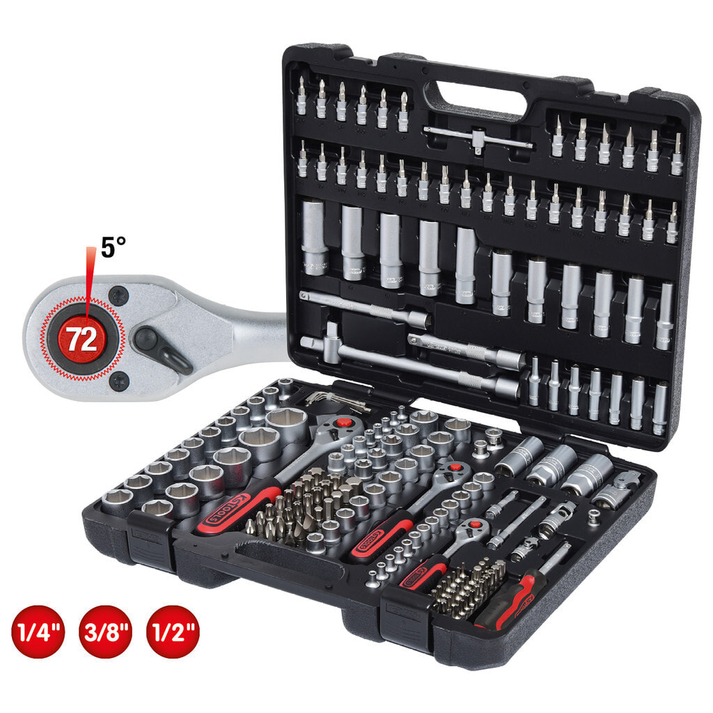 Набор инструментов и оснастки KS TOOLS Werkzeuge-Maschinen GmbH KS TOOLS 1/4+3/8+1/2 Steckschlüssel 179-tlg 917.0779