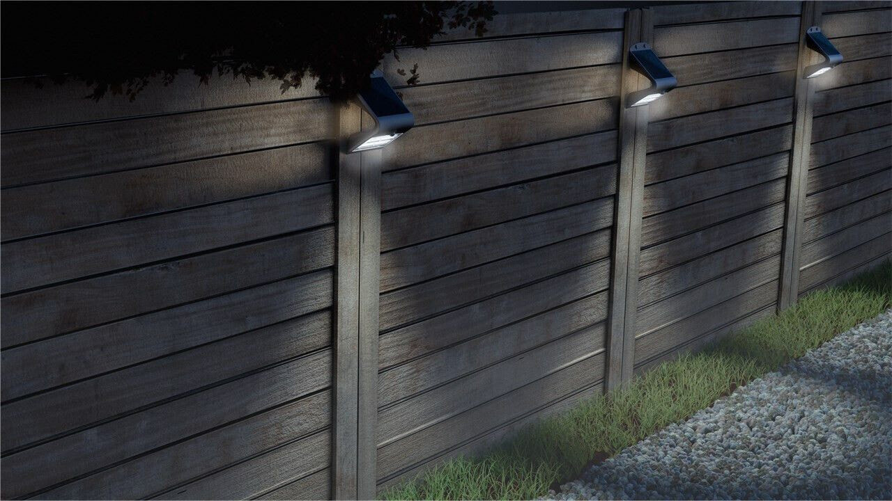 LED Solar Wall Light with Motion Sensor - 3.2 W - Black - Outdoor wall lighting - Black - Acrylonitrile butadiene styrene (ABS) - Polycarbonate (PC) - IP65 - Facade - Wall mounting