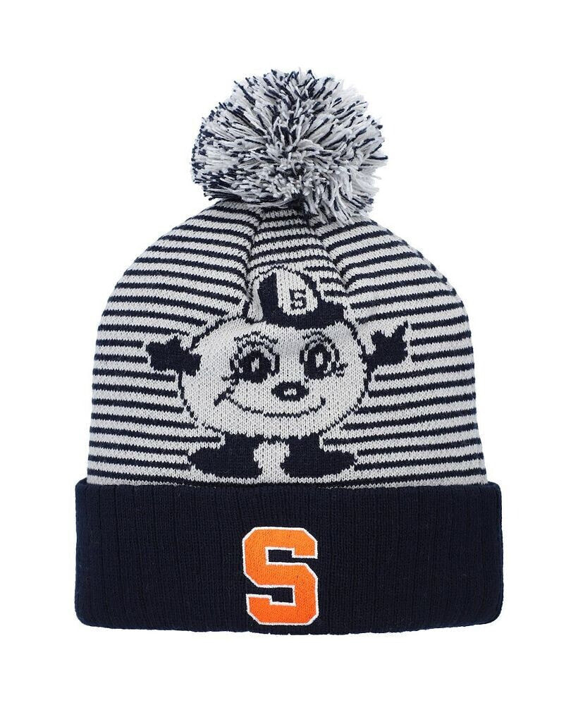 Top of the World men's Navy Syracuse Orange Line Up Cuffed Knit Hat with Pom