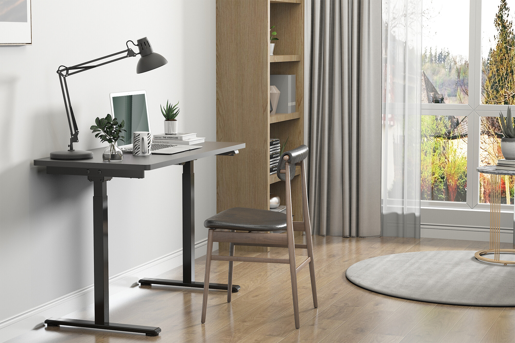DIGITUS Electrically Height-Adjustable Table Frame, single motor, 2 levels, black