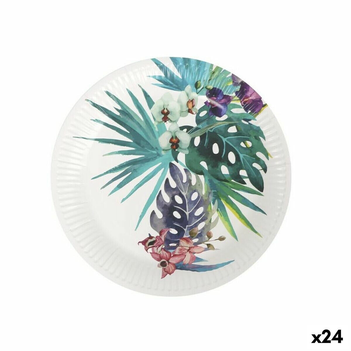 Набор посуды Algon Одноразовые Картон Тропический 8 Предметы 23 cm (24 штук)