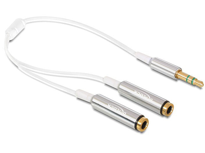 DeLOCK 65355 аудио кабель 0,25 m 3,5 мм 2 x 3,5 мм Серебристый, Белый