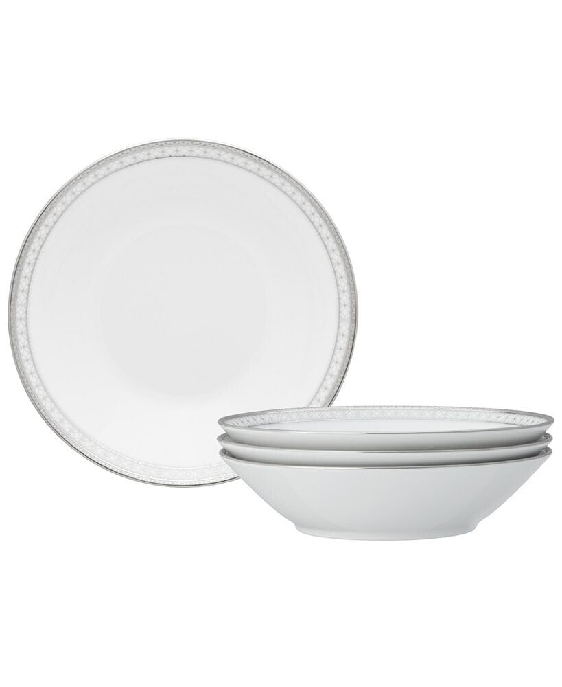 Noritake rochester Platinum Set of 4 Soup Bowls, Service For 4