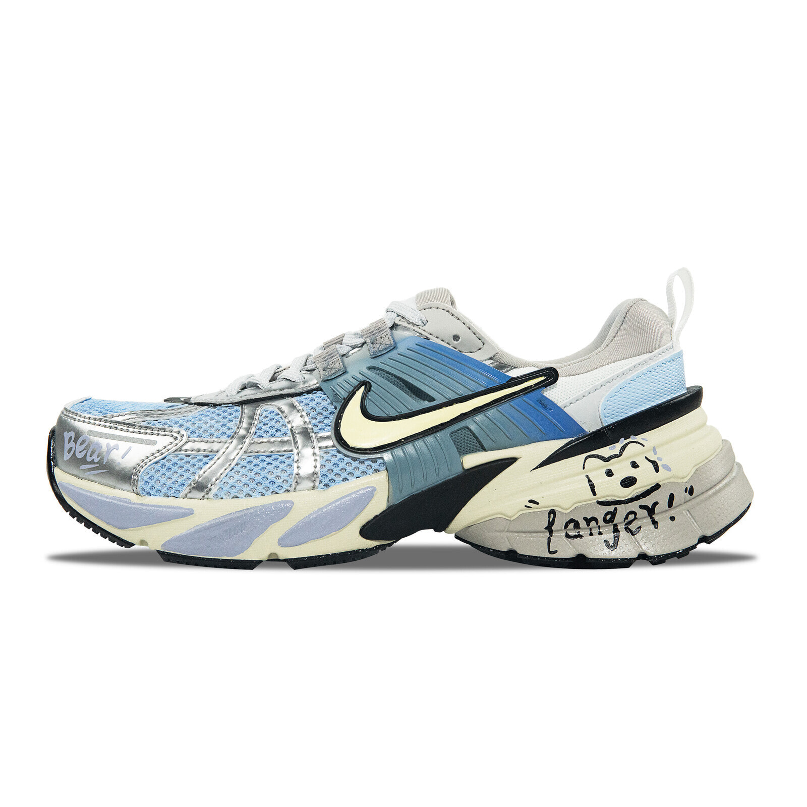 Nike V2K Run Running Shoes Unisex Low-Top Blue And White Silver