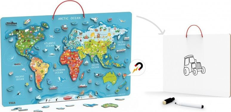 Viga Toys Viga 2in1 Educational Board with a Magnetic World Map