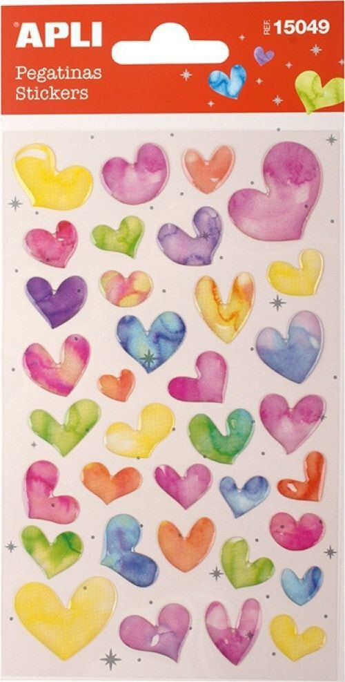 Набор наклеек для детского творчества Apli Naklejki APLI Hearts, z brokatem, mix kolorów