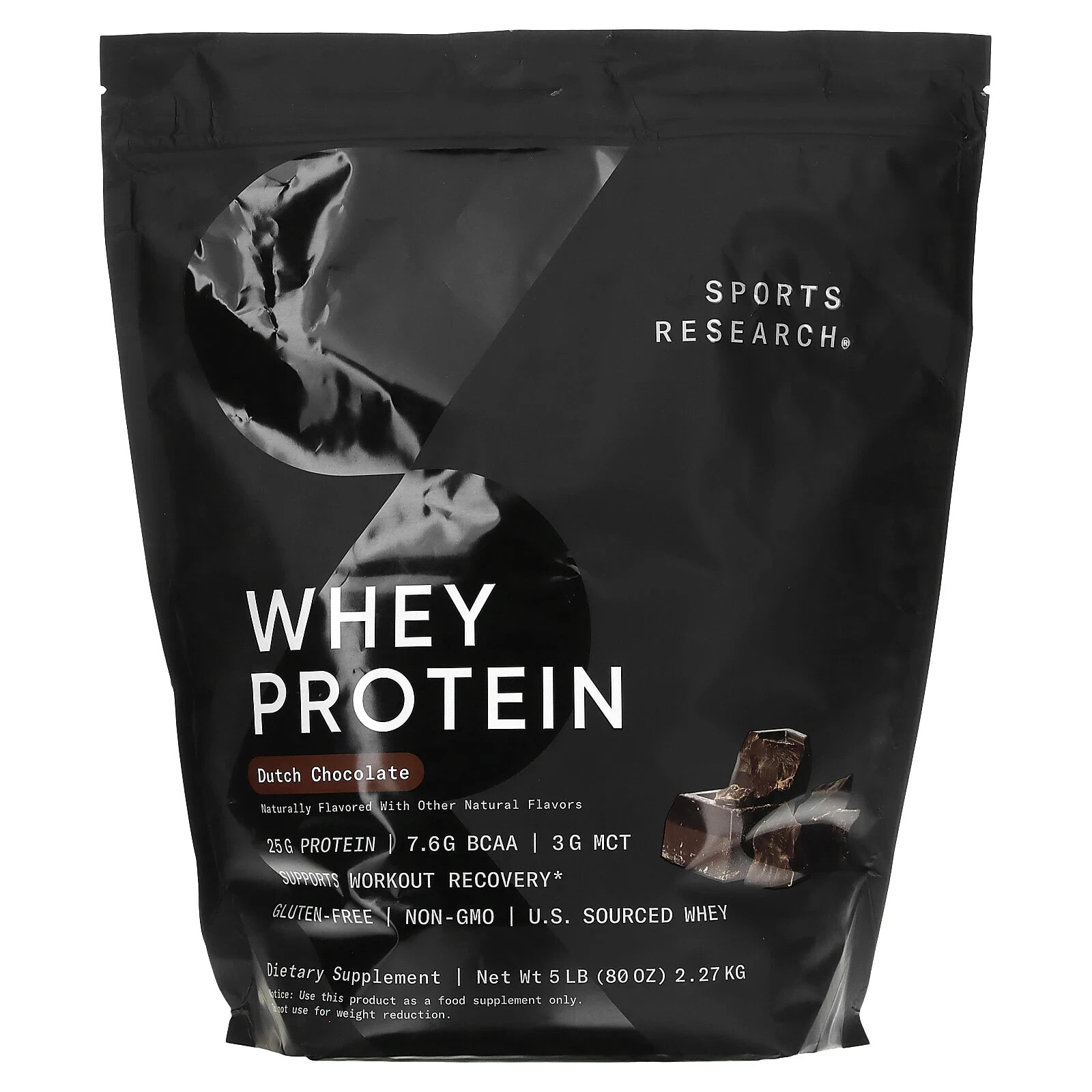 Sports Research, Whey Protein Isolate, Dutch Chocolate, 5 lbs (2.27 kg)