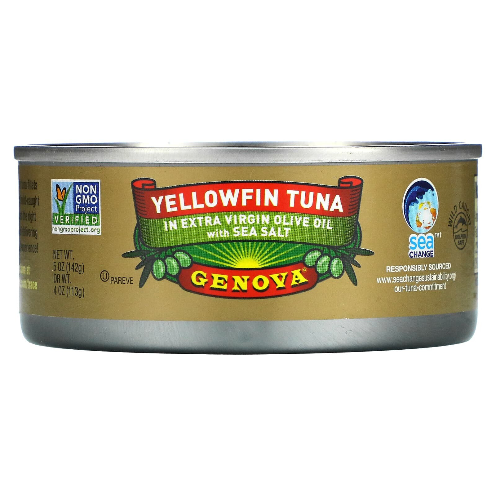 Дженова, Желтоперый тунец в оливковом масле первого отжима с морской солью, 142 г (5 унций)