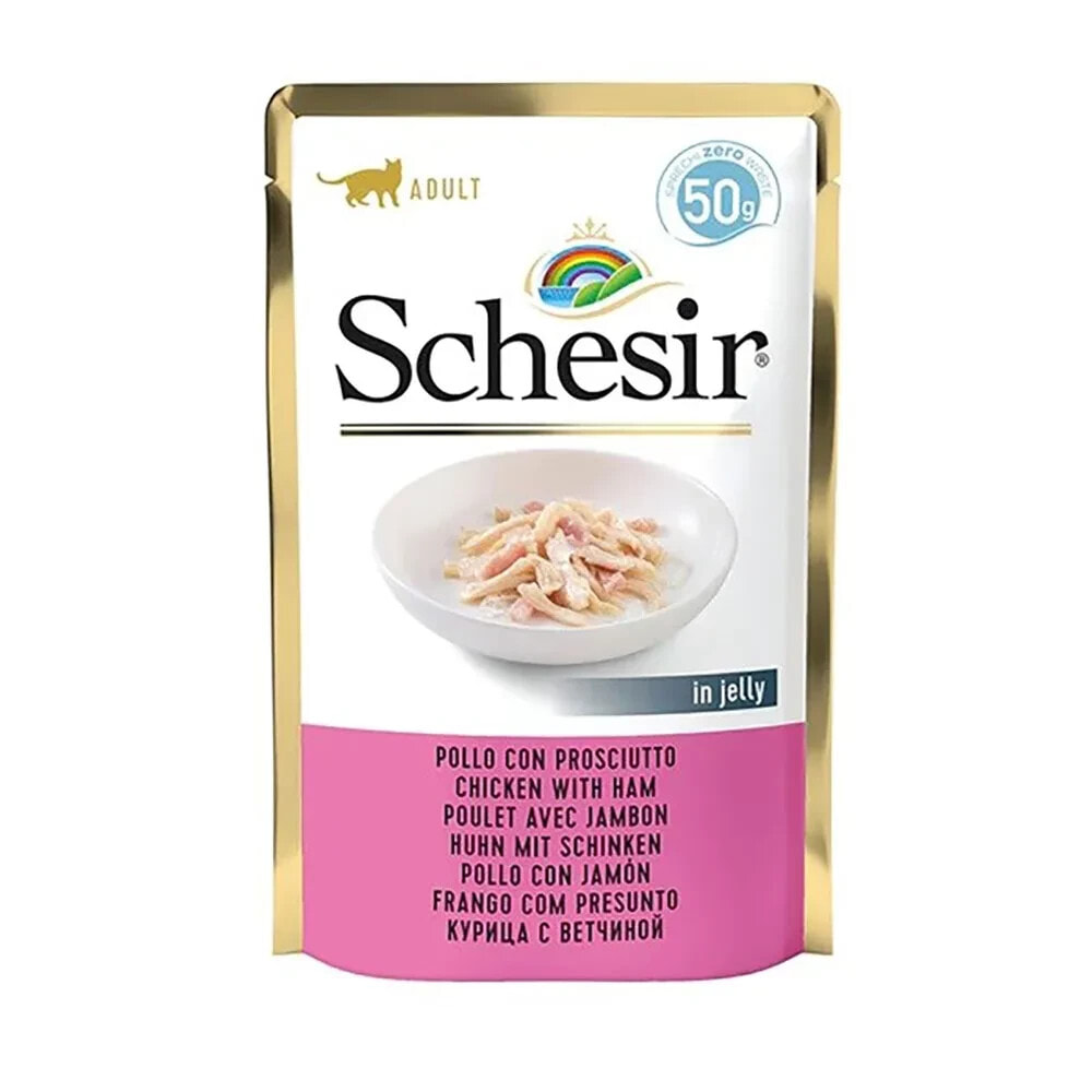 SCHESIR In jelly chicken with ham wet cat food 50g