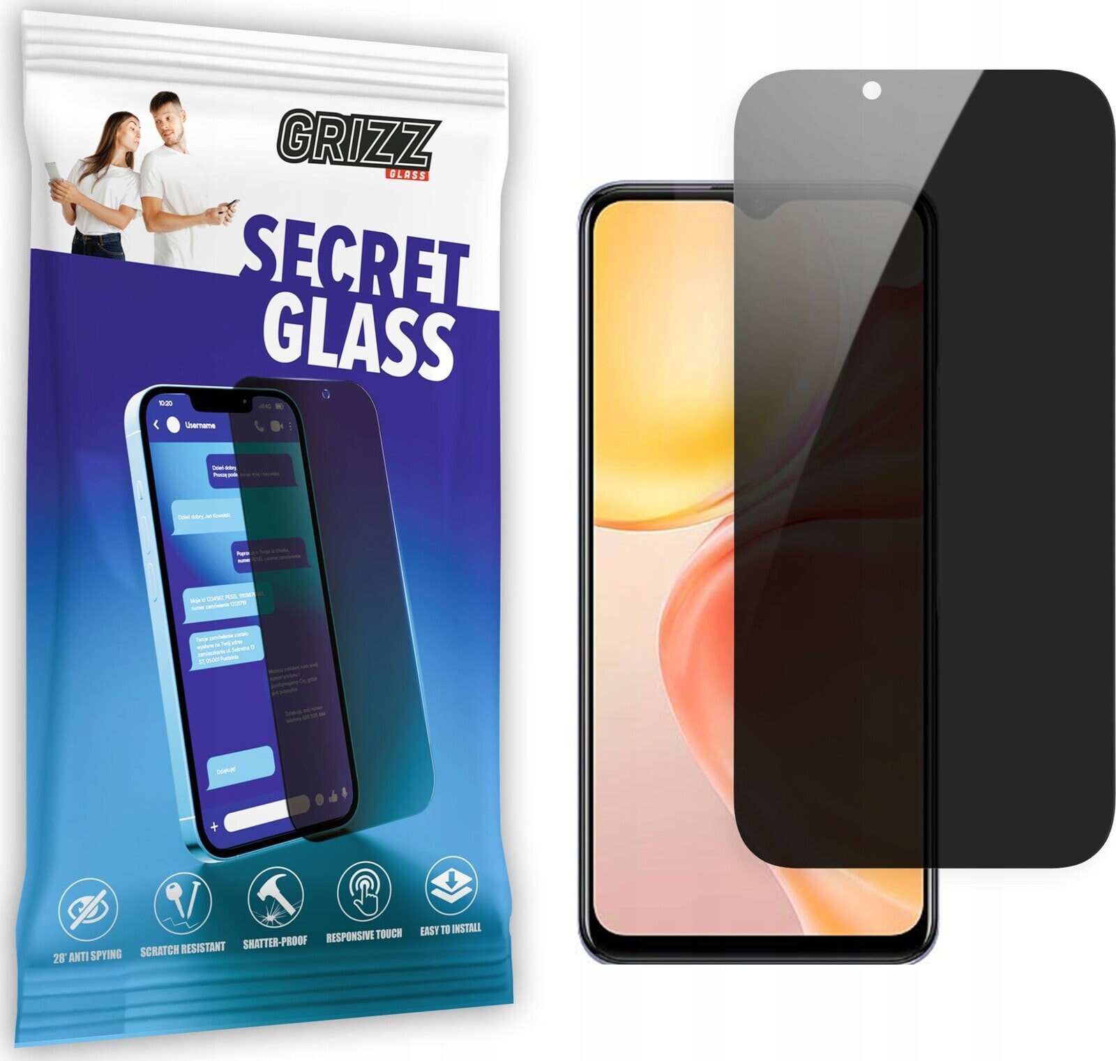 GrizzGlass Szkło prywatyzujące GrizzGlass SecretGlass Vivo Y75s 5G