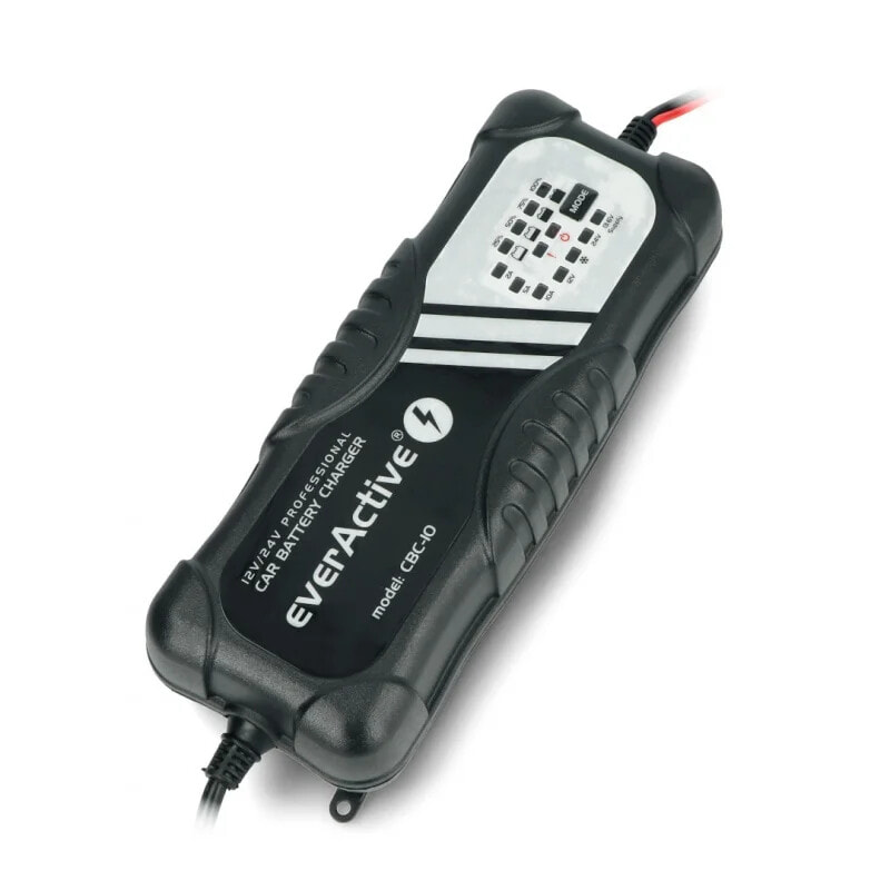Зарядное устройство для автомобильного аккумулятора Battery charger, automatic car charger for 12V / 24V EverActive CBC-10 v2