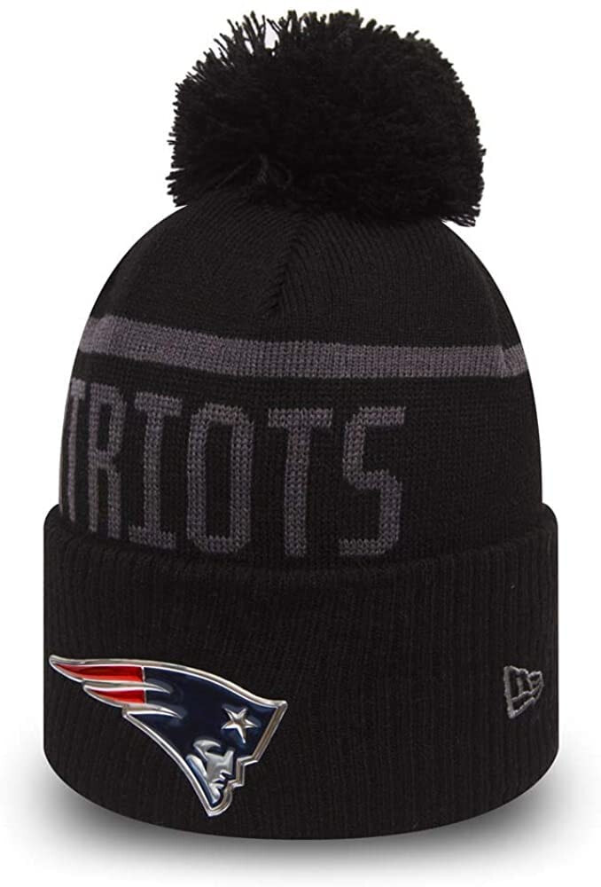 Мужская шапка черная трикотажная New Era - New England Patriots - Beanie - NFL 2017 Black Collection - Black
