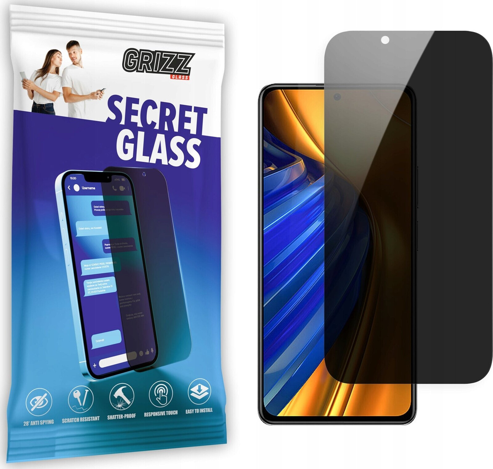 GrizzGlass Szkło prywatyzujące GrizzGlass SecretGlass Xiaomi POCO F3 5G