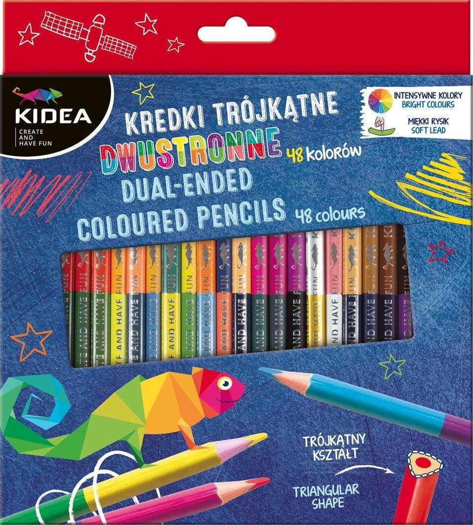 Derform Double-sided triangular pencils 24 pcs. 48 colors Kidea No. 0335