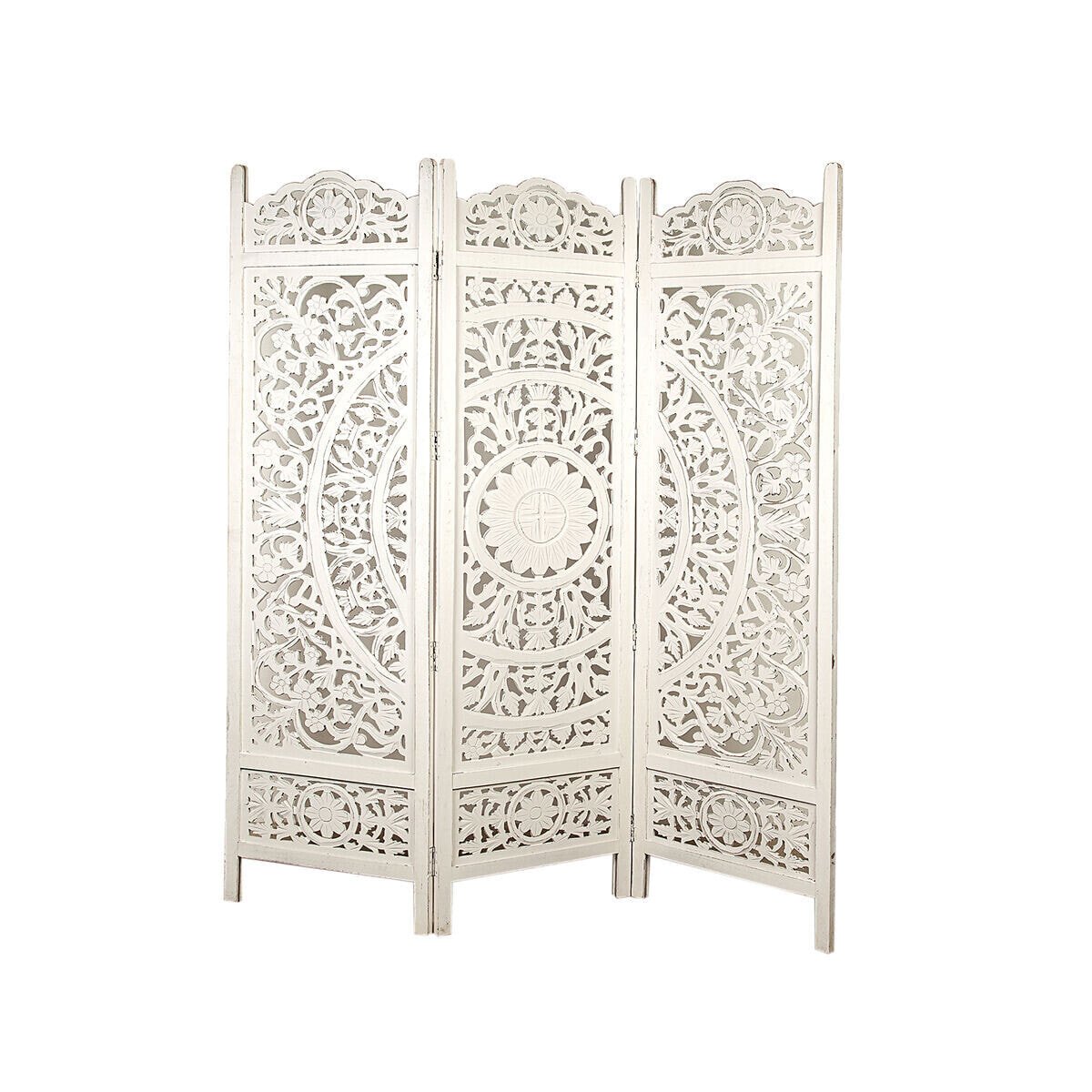 Folding screen Romimex White Wood 152 x 182 x 3 cm