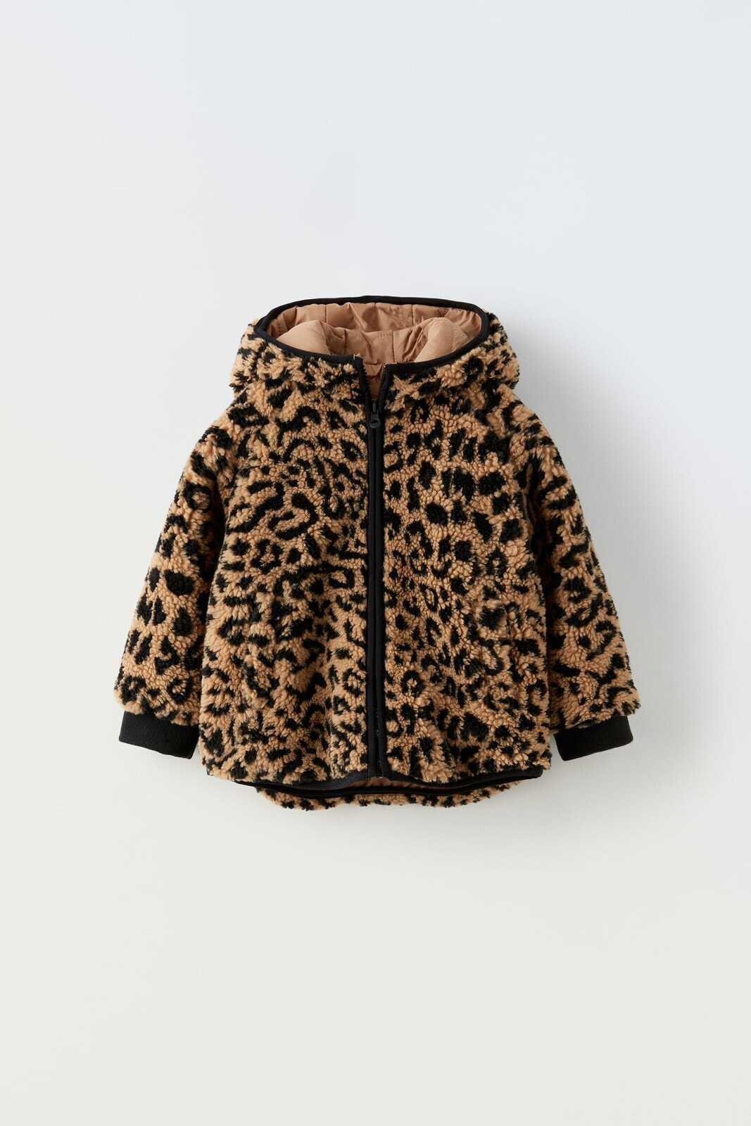 Animal print faux shearling jacket