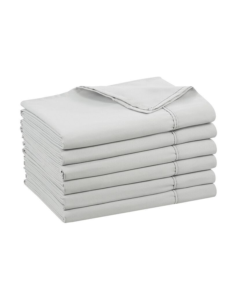 Arkwright Home arkwright Bulk Flat Microfiber Sheets - (6 Pack) Color-Coded Hem Threads Bedding Essentials Supplies for Hosts of Hotel, Motel, or Rental Properties, White, Queen
