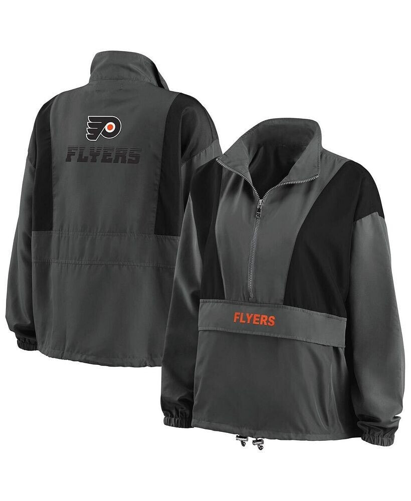 WEAR by Erin Andrews women's Charcoal Philadelphia Flyers Popover Packable Half-Zip Jacket