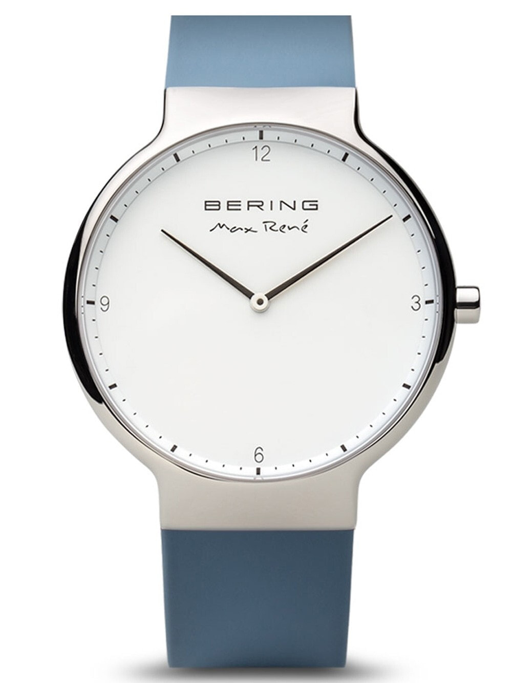 Мужские наручные часы с синим резиновым ремешком Bering 15540-700 Max Ren Mens 40mm 5ATM