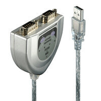 Lindy USB RS232 Konverter 2 Port - Silver - 0.6 m - USB Type-A - DB-9 - Male - Male