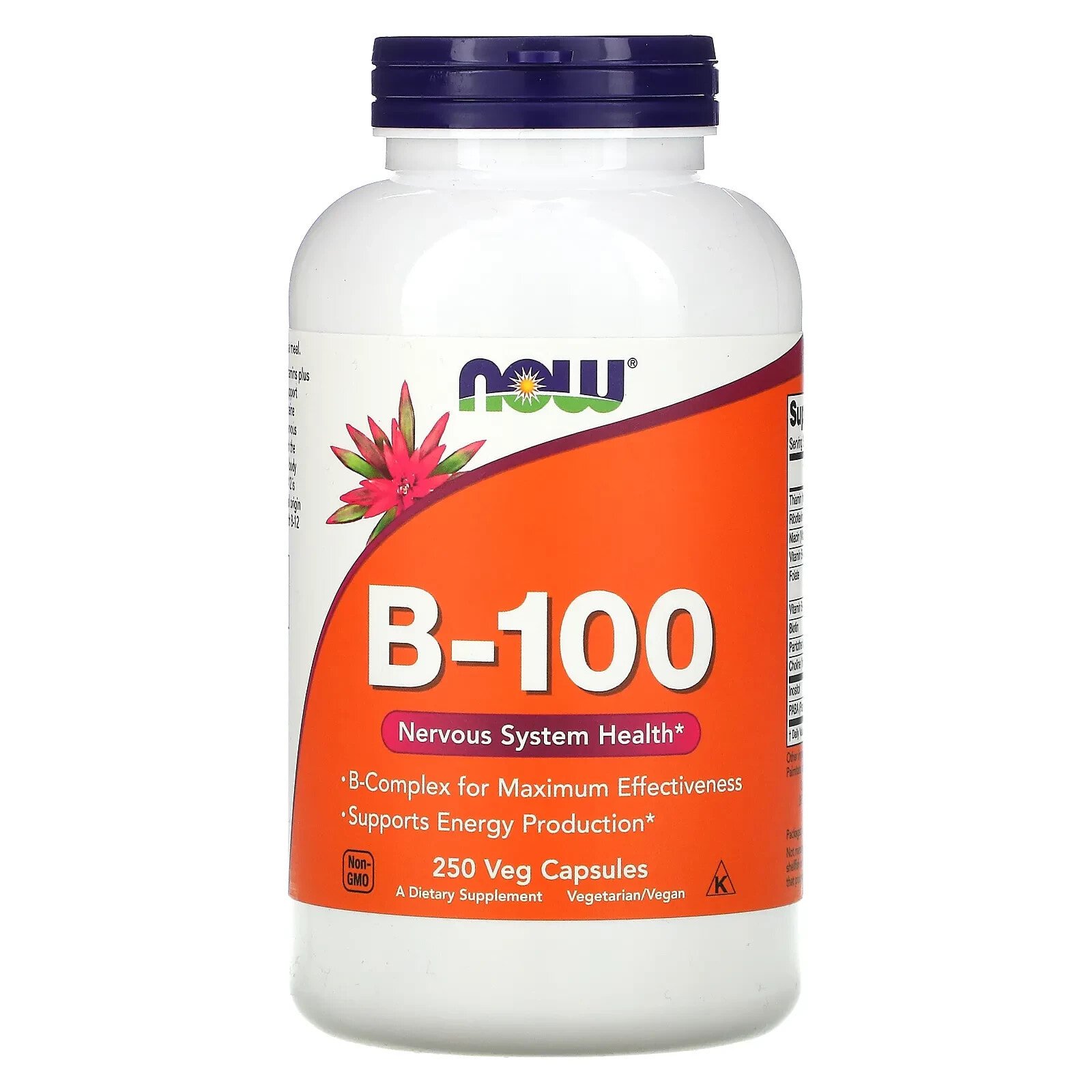 NOW Foods B-100  Комплекс витаминов группы B 250 веганских капсул