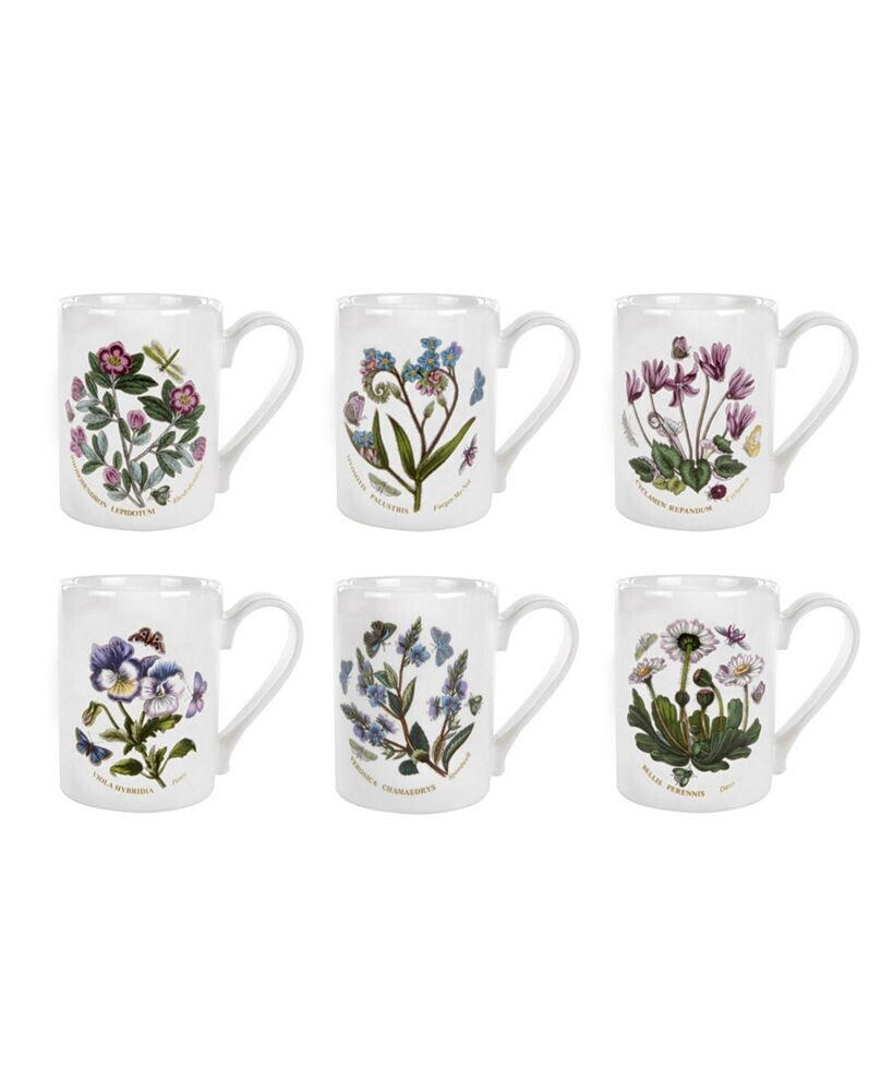 Portmeirion botanic Garden Assorted Motifs Tankard-Coffee Mugs, Set of 6
