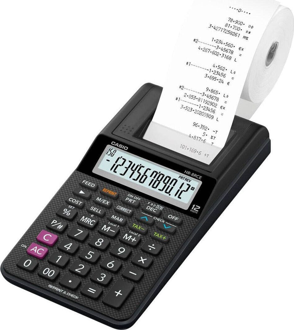 Kalkulator Casio 3722 HR-8RCE BK BOX Z ZASILACZEM