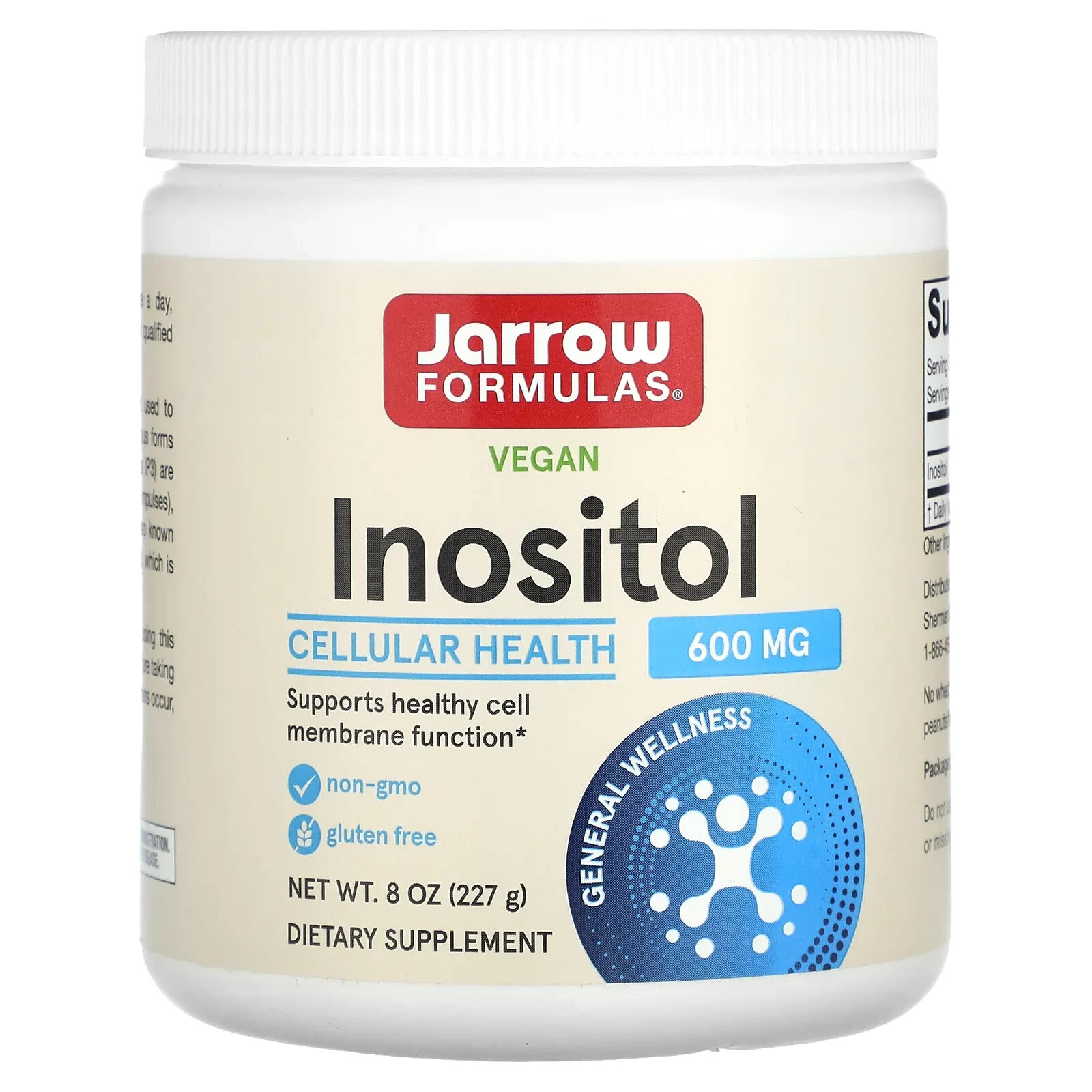 Jarrow Formulas, Инозитол, 600 мг, 227 г (8 унций)