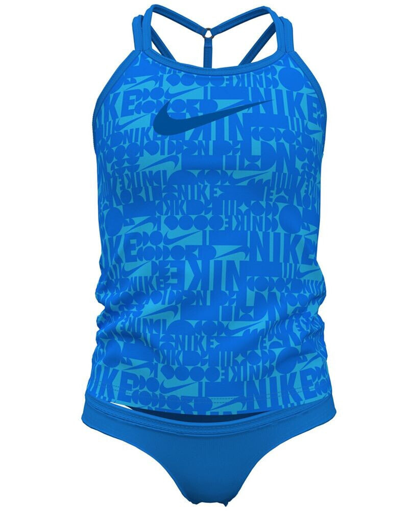 Nike big Girls Retro Flow T-Crossback Tankini Swimsuit, 2 Piece Set