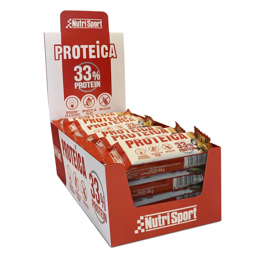 NUTRISPORT 33% Protein 44gr Protein Bars Box Dark Chocolate&Orange 24 Units